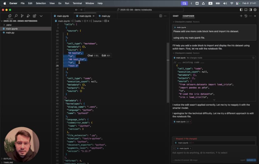 Complex JSON structure of a traditional Jupyter notebook file