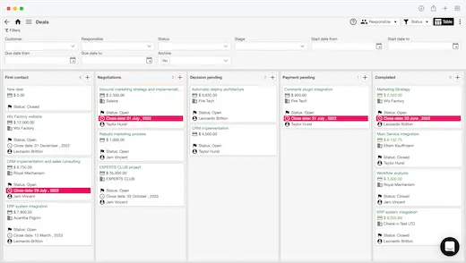 Custom CRM from scratch on low-code platform ozma.io